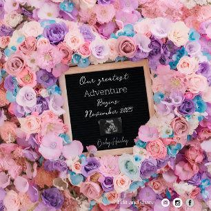 Colourful Floral digital pregnancy announcement 