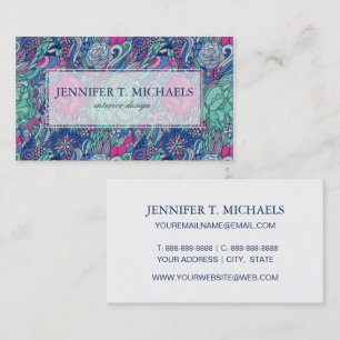 Colourful Floral Doodle Pattern Business Card