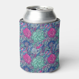 Colourful Floral Doodle Pattern Can Cooler