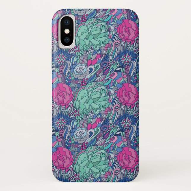 Colourful Floral Doodle Pattern Case-Mate iPhone Case (Back)