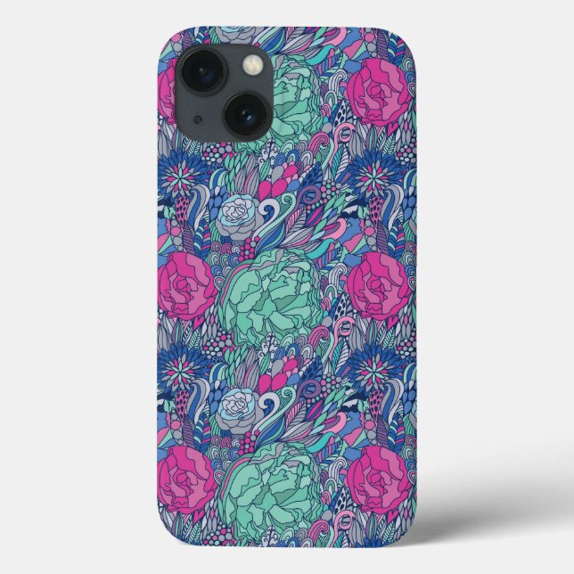 Colourful Floral Doodle Pattern Case-Mate iPhone Case (Back)