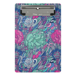 Colourful Floral Doodle Pattern Mini Clipboard