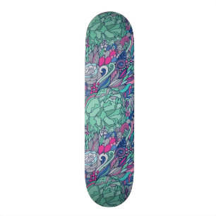Colourful Floral Doodle Pattern Skateboard
