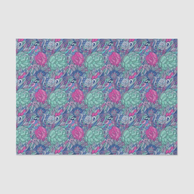 Colourful Floral Doodle Pattern Tissue Paper (Front)