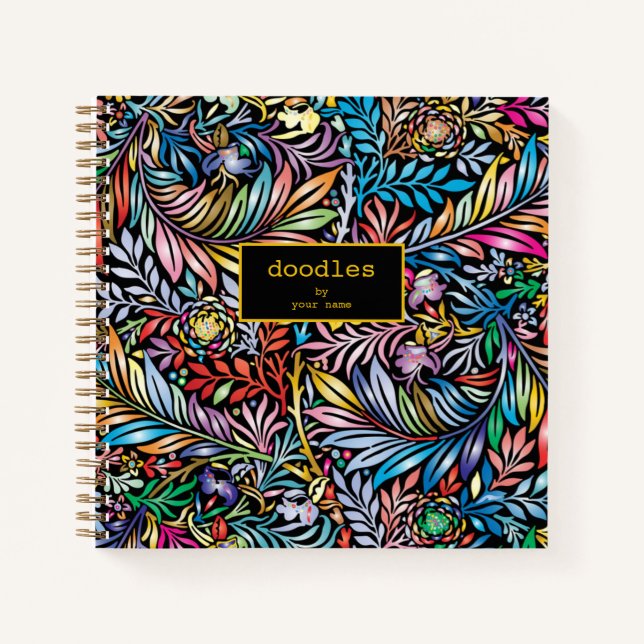 Colourful Floral Doodles Sketchbook Spiral Noteboo Notebook (Front)