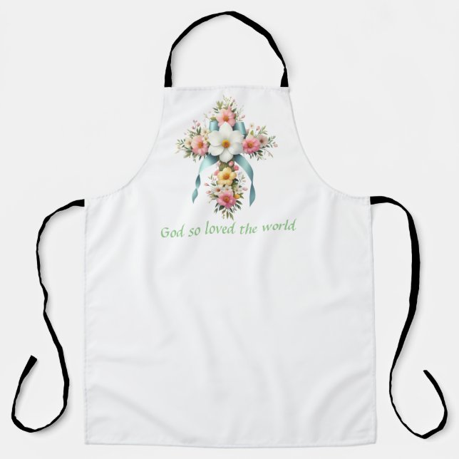 Colourful Floral Easter/Spring Cross Apron (Front)
