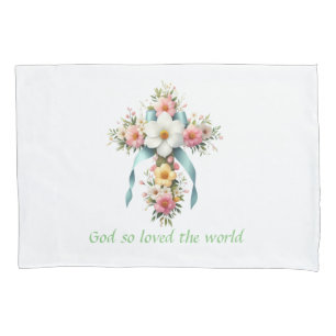 Colourful Floral Easter/Spring Cross Pillowcase
