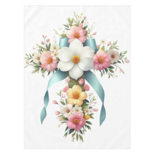 Colourful Floral Easter/Spring Cross Tablecloth