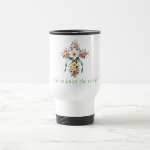 Colourful Floral Easter/Spring Cross Travel Mug