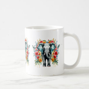 Colourful Floral Elephant Coffee Mug