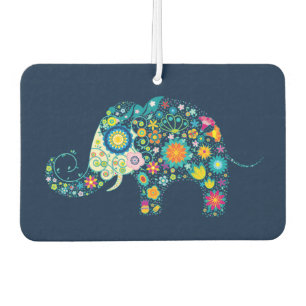 Colourful floral elephant illustration car air freshener