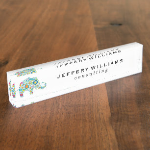 Colourful Floral Elephant Nameplate