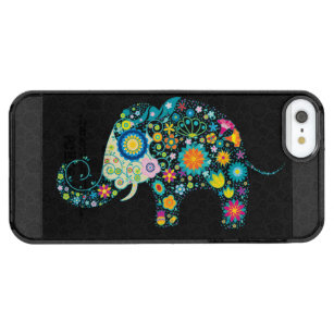 Colourful Floral Elephant White Background Clear iPhone SE/5/5s Case