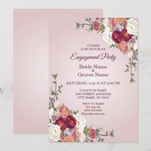 Colourful Floral Engagement Invitation