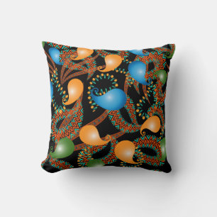 Colourful floral ethnic 3d Paisley seamless patter Cushion
