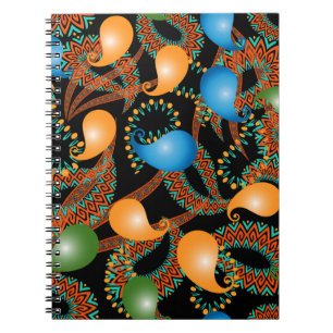 Colourful floral ethnic 3d Paisley seamless patter Notebook
