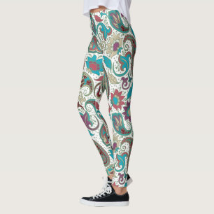 Colourful floral ethnic motive paisley pattern leggings