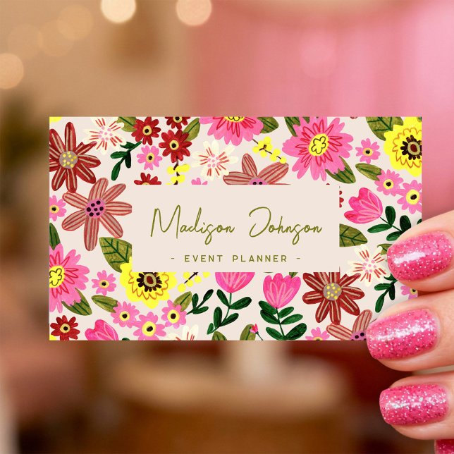 Colourful Floral Event Planner Business Card Desig (Colorful Floral Event Planner Business Card Design)
