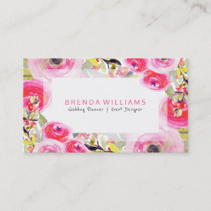 Colourful Floral Explosion Wedding Planner Design Business Card