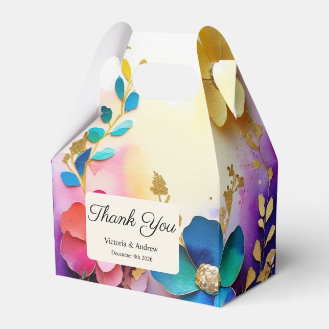 Colourful Floral Favour box (Front Side)