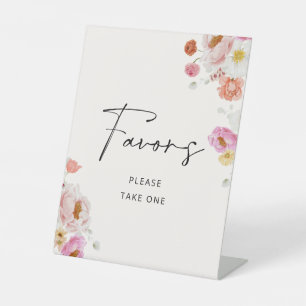 Colourful Floral Favours Bridal Shower Pedestal Sign