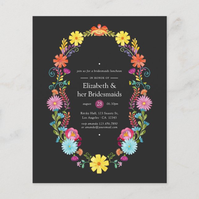 Colourful Floral Fiesta Bridesmaids Luncheon Flyer (Front)