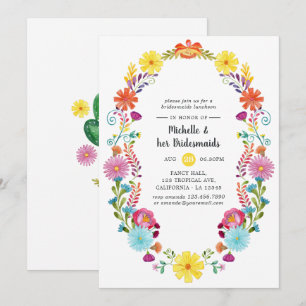 Colourful Floral Fiesta Bridesmaids Luncheon Invitation