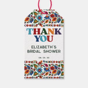 Colourful Floral Fiesta Embroidery Party Thank You Gift Tags
