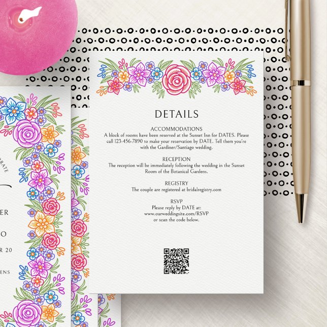 Colourful Floral Fiesta Wedding Details Enclosure Card (Creator Uploaded)