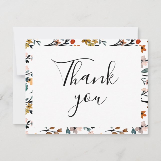Colourful Floral Flat Thank You Card (Front)