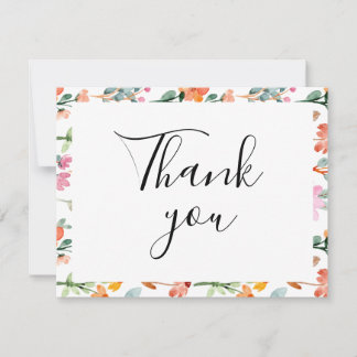 Colourful Floral Flat Thank You Card