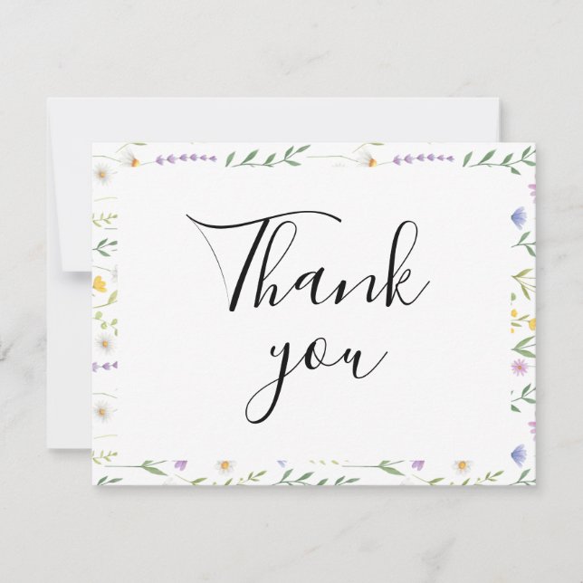 Colourful Floral Flat Thank You Card (Front)
