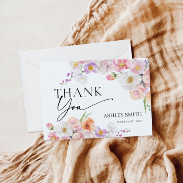 Colourful Floral Flat Thank You Card (Creator Uploaded)