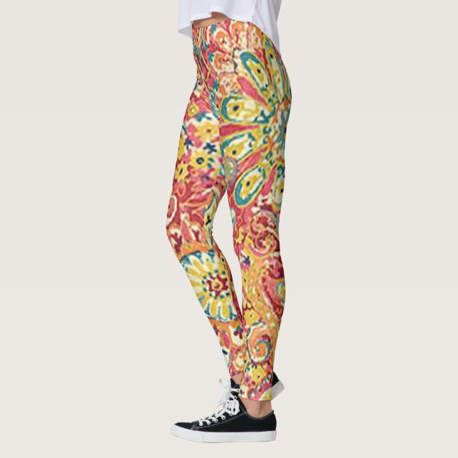 Colourful Floral Flower Leggings (Left)