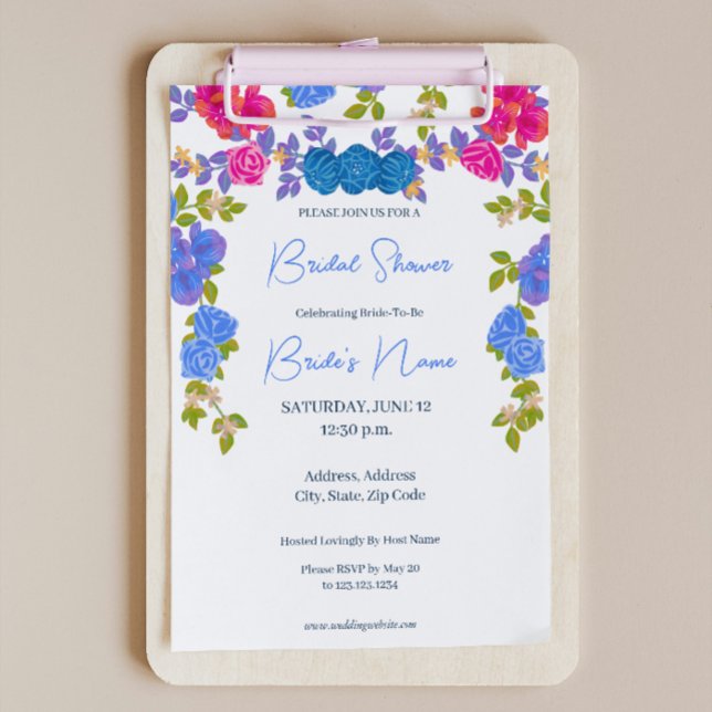 Colourful Floral Flowers Bridal Shower Invitation (Creator Uploaded)