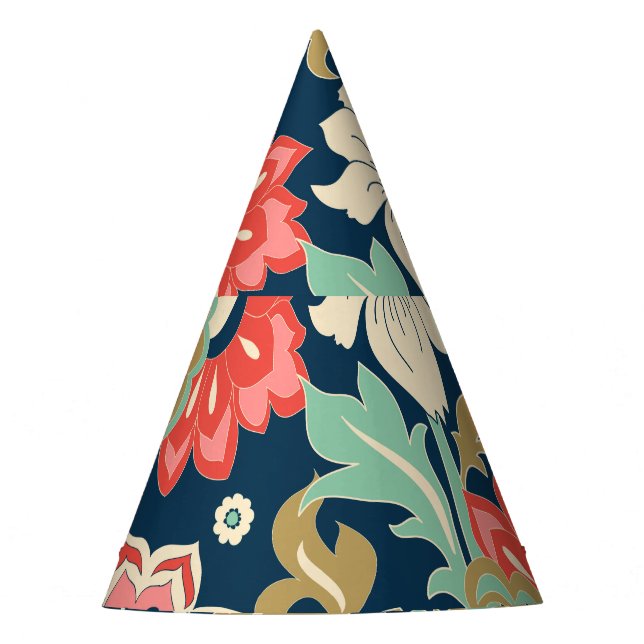 Colourful Floral Folk: Hand Drawn Party Hat (Front)