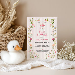 Colourful Floral Frame Baby Shower Invitation