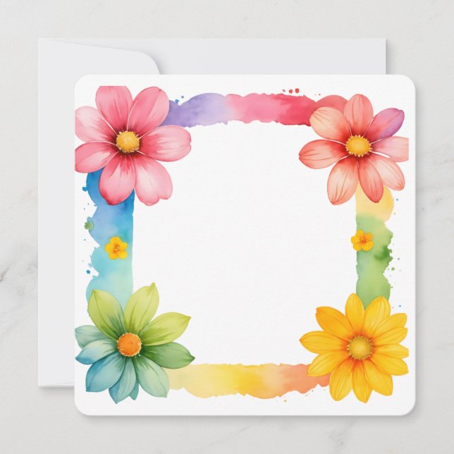 Colourful Floral Frame Background Invitation (Front)