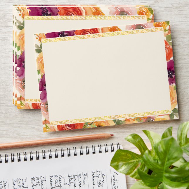 Colourful floral frame beige Chinese wedding  Envelope (Stacked)