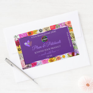 Colourful Floral Frame Purple Product Labels Logo