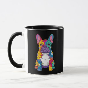 Colourful Floral French Bulldog Retro Hippie Pop A Mug