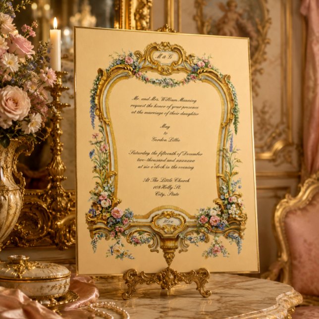 Colourful Floral Fruit Baroque Rococo Frame Weddin Invitation (Creator Uploaded)