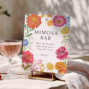 Colourful Floral Garden Bridal Shower Mimosa Bar Poster