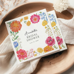 Colourful Floral Garden Bridal Shower Napkin