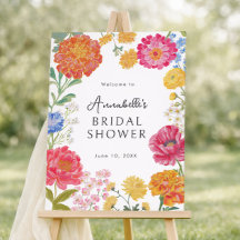 Colourful Floral Garden Bridal Shower Welcome