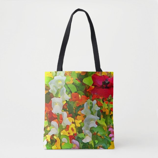 Colourful Floral Garden Flowers Abstract Tote Bag (Front)