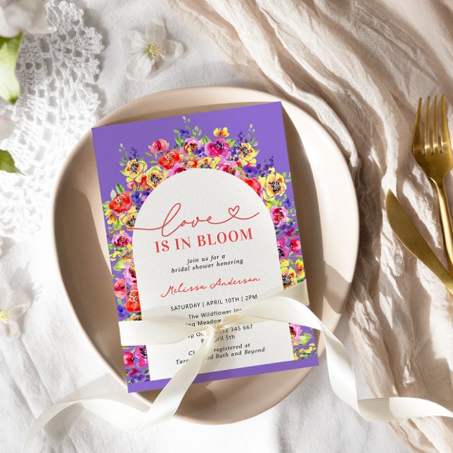Colourful Floral Garden Love in Bloom Bridal Showe Invitation (Creator Uploaded)