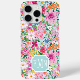 Colourful Floral Garden Monogrammed iPhone 15 Pro Max Case