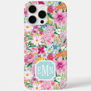 Colourful Floral Garden Monogrammed iPhone 16 Pro Max Case
