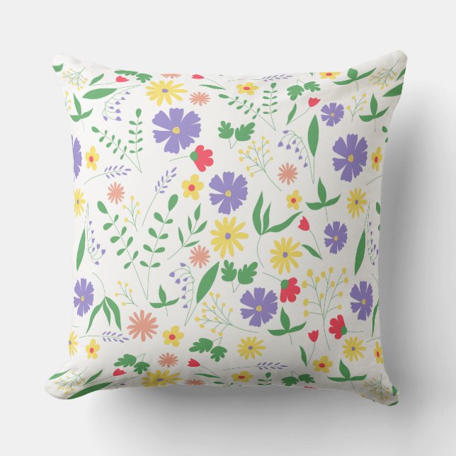 Colourful Floral Garden Pattern  Cushion (Front)